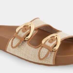 Two Band Molded Sandal in Natural Raffia Combo   New in Box-
